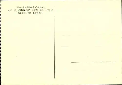 Ak MS Masuren, Mannschaftswohnkammer, Reederei Poseidon