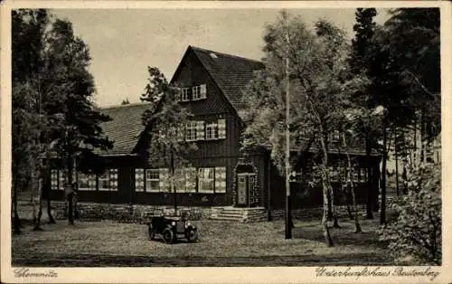 Ak Chemnitz in Sachsen, Unterkunftshaus Beutenberg, Fachwerkhaus, Bäume, Oldtimer