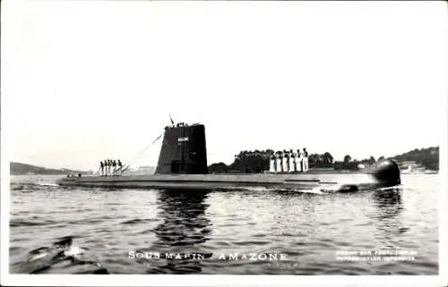 Foto Ak Französisches U Boot, Sous Marin Amazone, Marine Militaire Francaise
