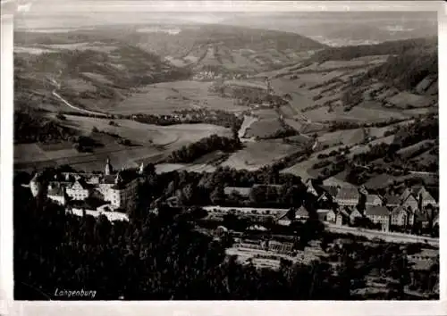 Ak Langenburg in Württemberg, Langenburg vom Flugzeug aus