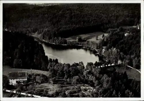 Ak Ebni Kaisersbach in Baden Württemberg, Fliegeraufnahme, Waldhaus und Pension Zum Hirsch