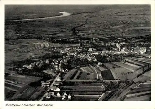 Ak Lichtenau in Baden, Fliegeraufnahme, Rhein