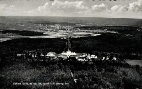 Ak Stuttgart, Schloss Solitude, Fliegeraufnahme