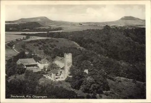 Ak Ruine Staufeneck Salach im Filstal, Fliegeraufnahme