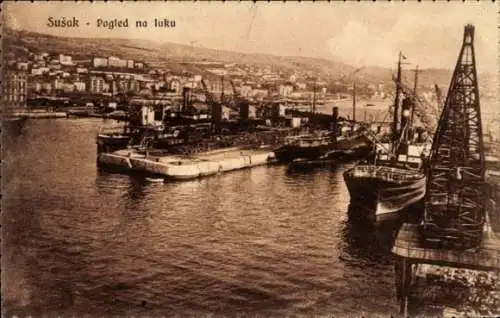 Ak Sušak Sussak Kroatien, Hafenpartie