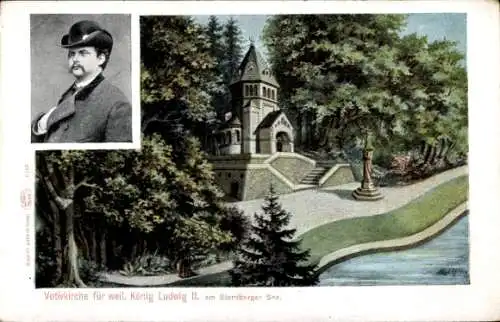 Ak Berg am Starnberger See Oberbayern, Votivkirche für weil. König Ludwig II.