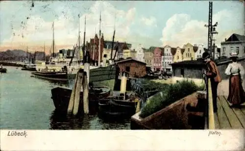 Ak Hansestadt Lübeck, Hafen