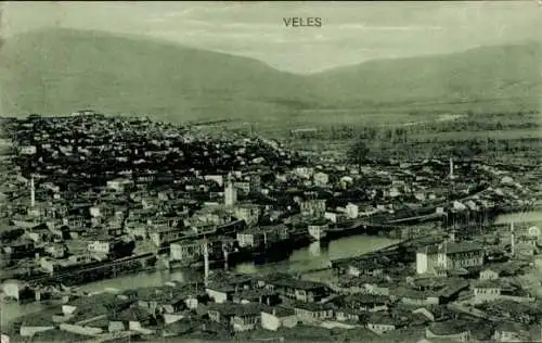 Ak Veles Mazedonien, Gesamtansicht, Luftbild