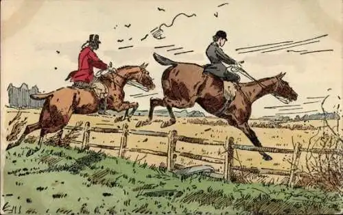 Künstler Ak Reiter, Hindernis