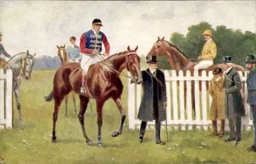 Künstler Ak Pferderennsport, Reiter