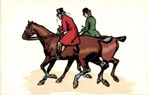 Künstler Ak Pferderennsport, zwei Reiter