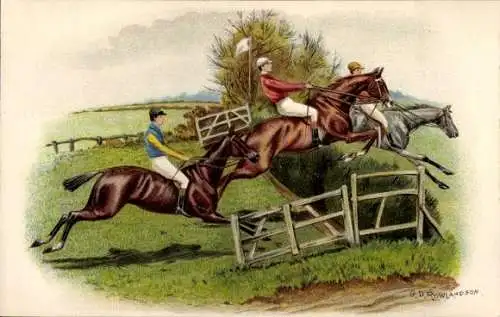 Künstler Litho Rowlandson, Pferderennsport, Hindernissprung