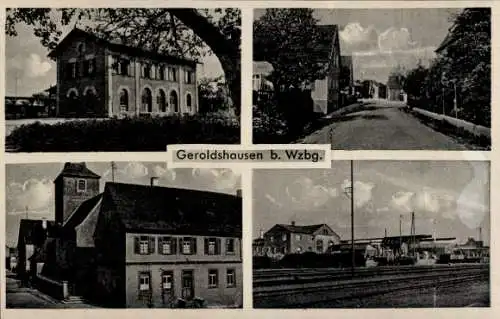 Ak Geroldshausen Unterfranken, Bahnhof Gleisseite, Ortsansichten