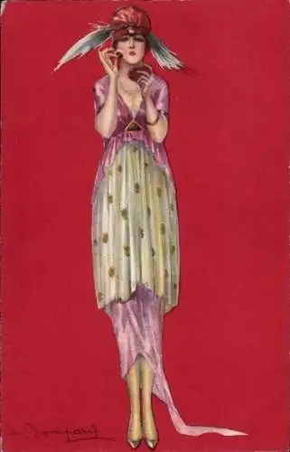 Künstler Ak Bompard, Sergio, Frau pudert sich