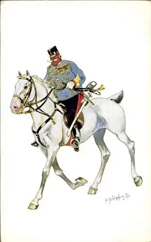 Künstler Ak Schönpflug, Fritz, Österreichischer Offizier zu Pferd