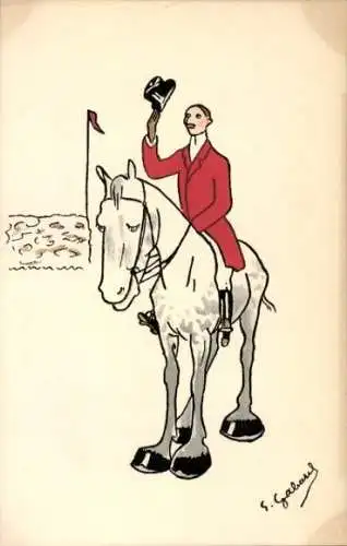 Künstler Ak Gabaul, S, Jockey zu Pferde