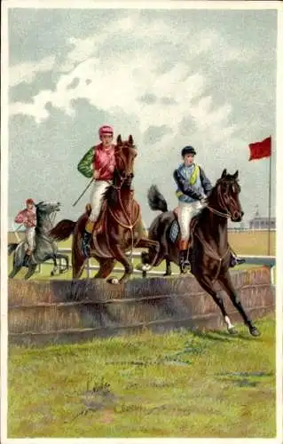 Künstler Ak Gabaul, S, Jockeys überspringen Hürde