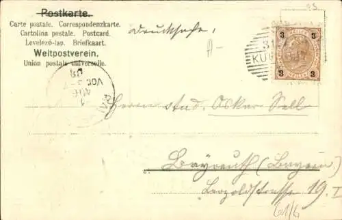 Präge Passepartout Ak Kufstein in Tirol, Gesamtansicht, Zellerberg, Mann in Tracht