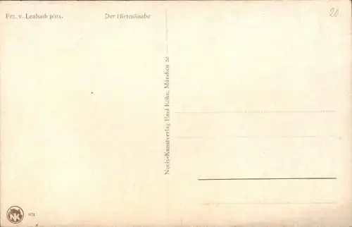 Künstler Ak Lenbach, Fr. v., Der Hirtenknabe, Junge im Gras liegend
