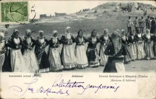 CPA Athènes Grèce, Danses Grecque a Megara