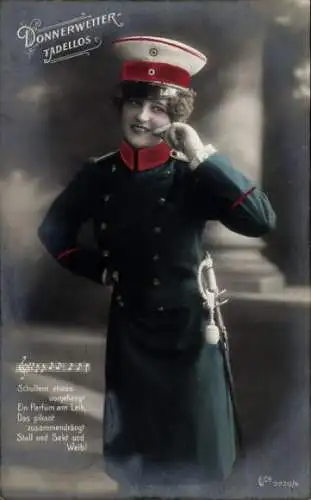 Ak Frau in Uniform, Donnerwetter tadellos