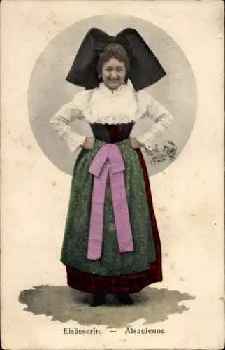 Ak Elsässerin, Frau in Tracht