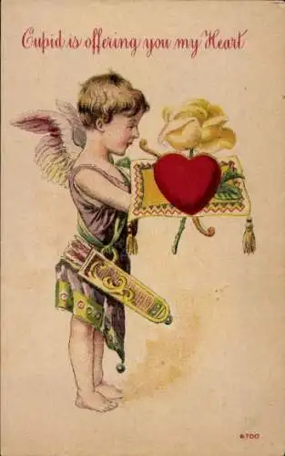 Ak Amor bietet dir mein Herz an, Liebe, Rose