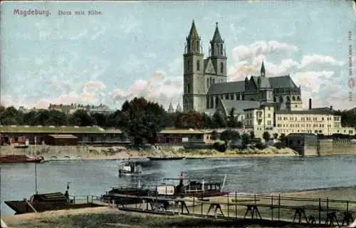 Ak Magdeburg an der Elbe, Dom, Elbe