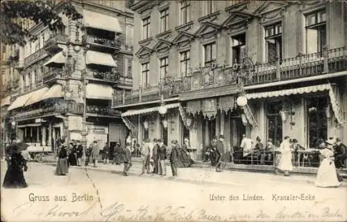 Ak Berlin Mitte, Kranzler Ecke, Unter den Linden, Café Bauer, Passanten