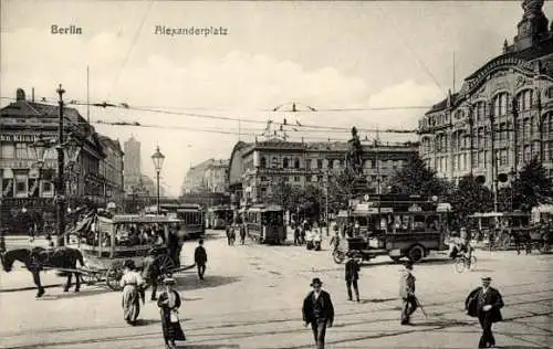 Ak Berlin Mitte, Alexanderplatz, Straßenbahnen