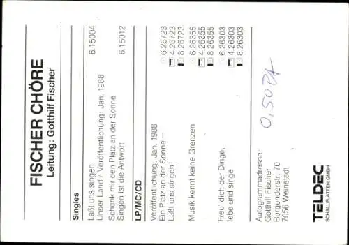 Foto Musikgruppe Fischer-Chöre, Autogramm