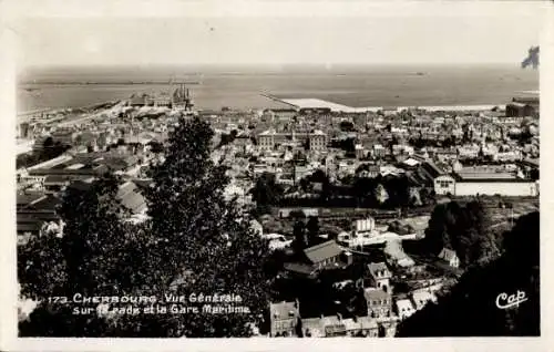 Ak Cherbourg en Cotentin Manche, Gesamtansicht