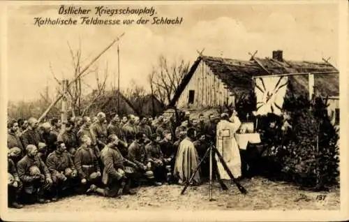 Ak Ostpreußen, Katholische Feldmesse vor der Schlacht