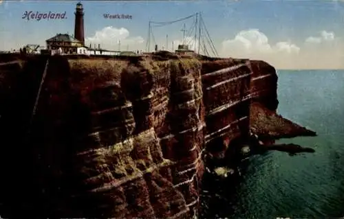 Ak Nordseeinsel Helgoland, Westküste, Leuchtturm