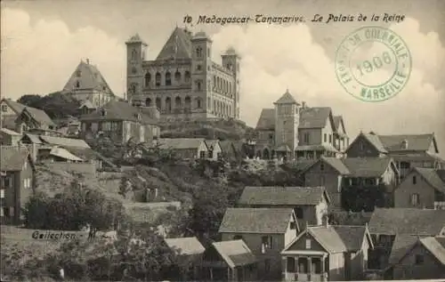 Ak Antananarivo Tananarive Madagaskar, Le Palais de la Reine, historische Gebäude, Kolonialarc...