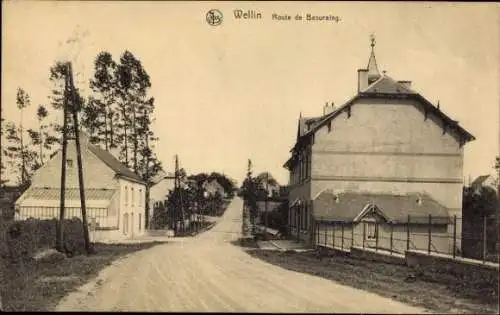 Ak Wellin Wallonien Luxemburg, Vorderansicht auf die Rue de Beauraing, Häuser, Straßenansicht,...