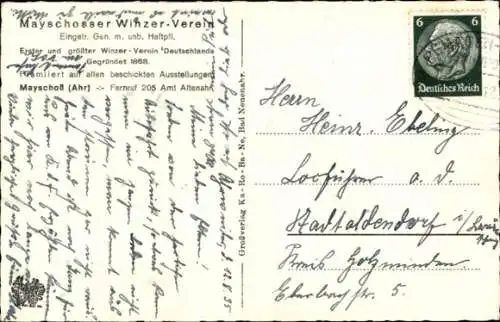 Ak Mayschoß an der Ahr, Winzerverein, Verkostung des Weines, Fässer