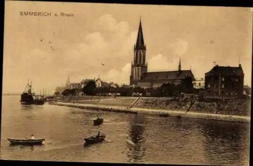 Ak Emmerich am Niederrhein, Rheinufer, Kirche