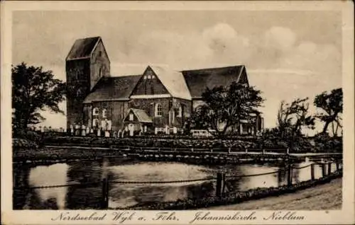 Ak Wyk auf Föhr Nordfriesland, Johanniskirche Nieblum, Nordseebad Wyk, Malerische Landschaft, Tei