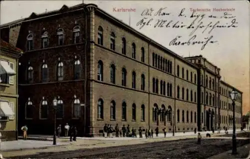 Ak Karlsruhe in Baden, Technische Hochschule, Gebäude, Soldaten, 