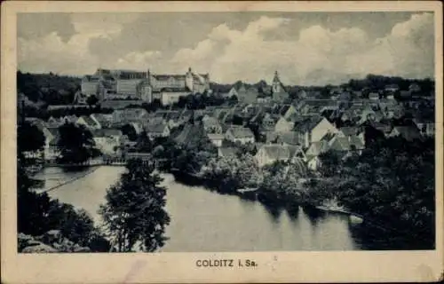 Ak Colditz in Sachsen, Stadtansicht von  Fluss, Häuser,  Architektur