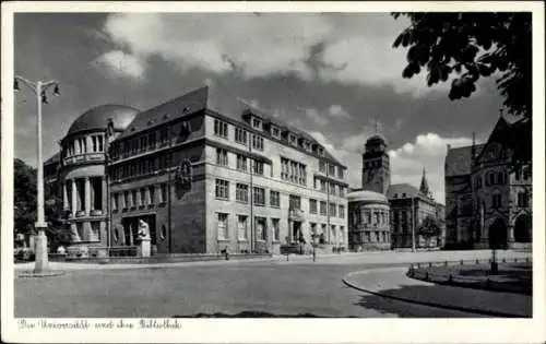 Ak Freiburg im Breisgau, Universität, Bibliothek, s Gebäude, Himmel