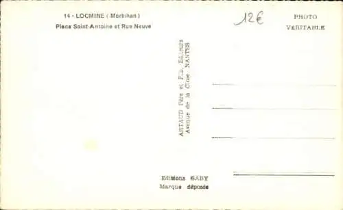 Ak Locminé Morbihan, Hotel, Restaurant, Boulangerie, Straßenszene, Gaby