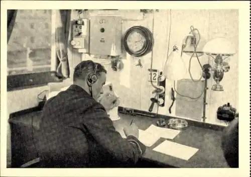 Ak Dampfer Pillau, Funkstation, Poseidon-Reederei