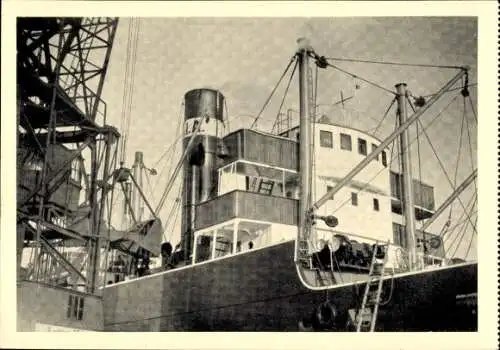 Ak Dampfer Felix Heumann beim Kohlenlöschen, Poseidon-Reederei