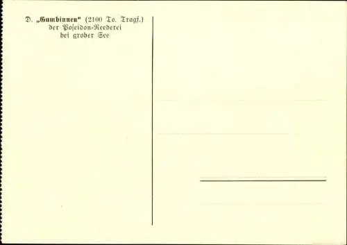 Ak Dampfer Gumbinnen bei grober See, Poseidon-Reederei