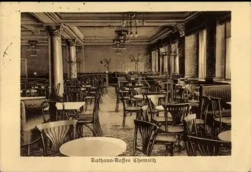 Ak Chemnitz in Sachsen, Kaffeehaus, Sitzgelegenheiten, elegante Einrichtung,  Atmosphäre