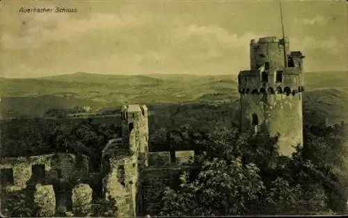 Ak Auerbach Bensheim an der Bergstraße, Auerbacher Schloss, Ruine, Panorama