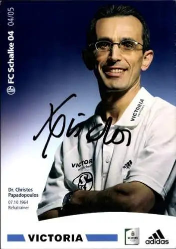 Autogrammkarte Rehatrainer FC Schalke 04 Dr. Christos Papadopoulos, Autogramm