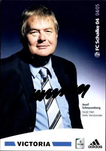 Autogrammkarte Stellvertretender Vorsitzender Josef Schnusenberg, FC Schalke 04, Autogramm